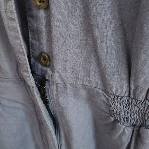 Onia Chambray Romper S/P Blue Button Front Smocked Waist Resort - Picture 6 of 8